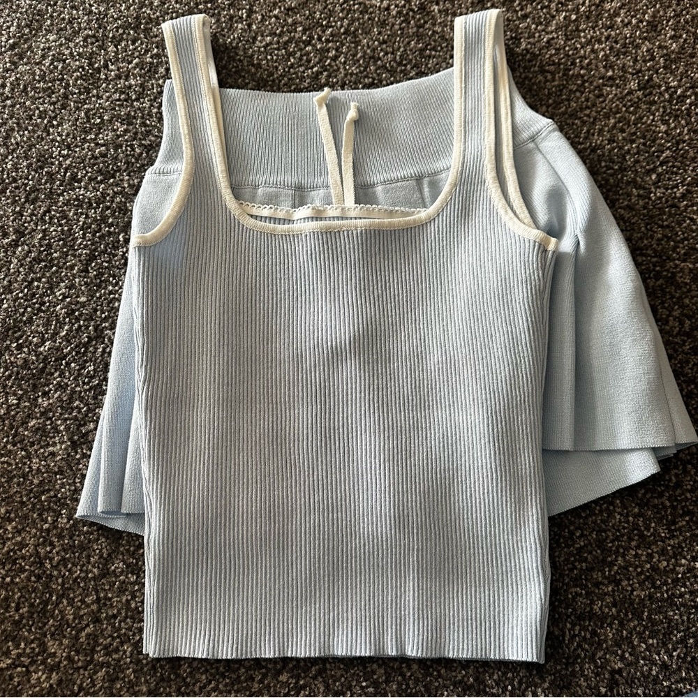 Light Blue Pleated Skirt and tank set. Like new - Picture 9 of 13